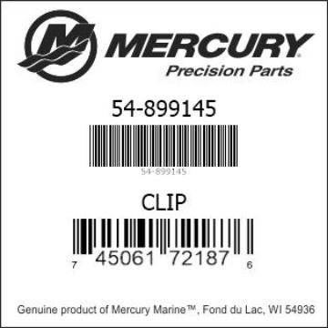 Mercury Marine part number 54-899145 CLIP Bar codes for Mercury Marine part number 54-899145