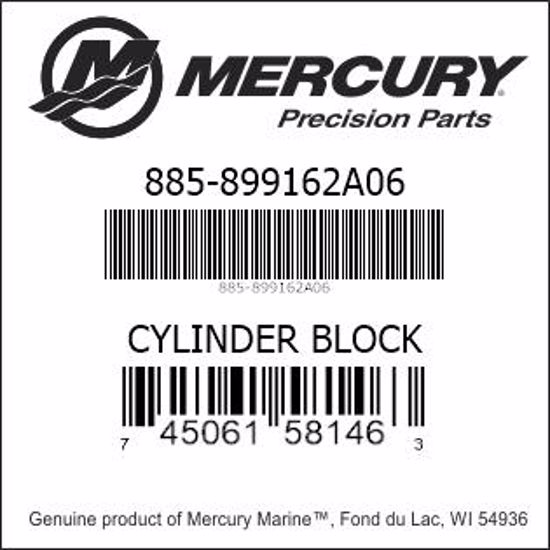 Bar codes for Mercury Marine part number 885-899162A06