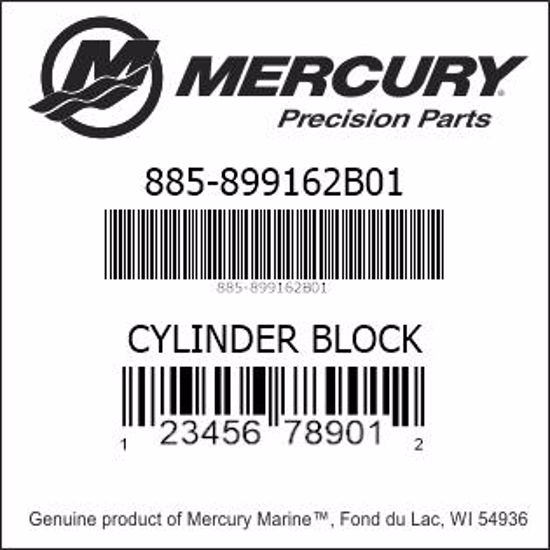 Bar codes for Mercury Marine part number 885-899162B01