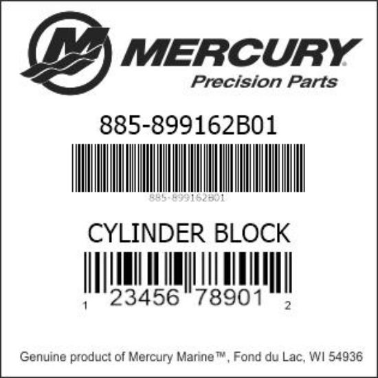 Bar codes for Mercury Marine part number 885-899162B01