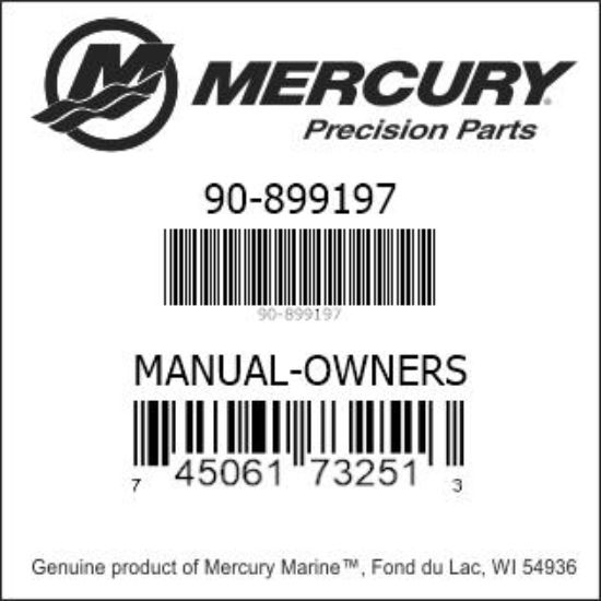 Bar codes for Mercury Marine part number 90-899197