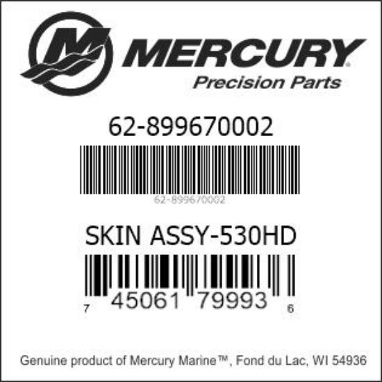 Bar codes for Mercury Marine part number 62-899670002