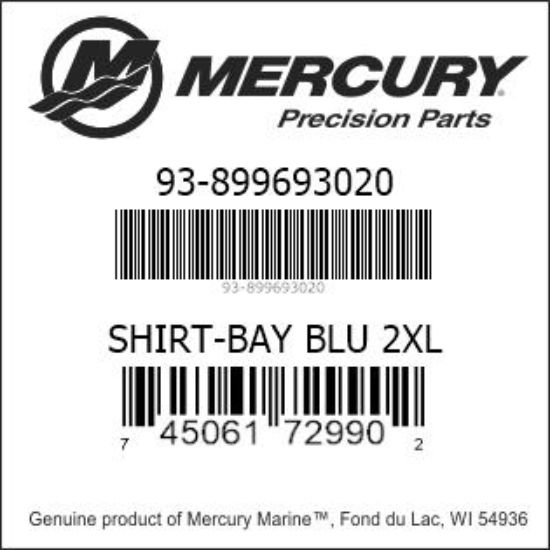 Bar codes for Mercury Marine part number 93-899693020