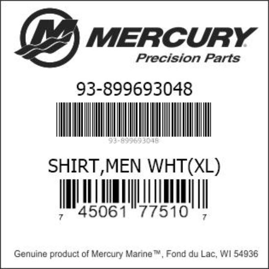 Bar codes for Mercury Marine part number 93-899693048
