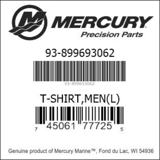 Bar codes for Mercury Marine part number 93-899693062