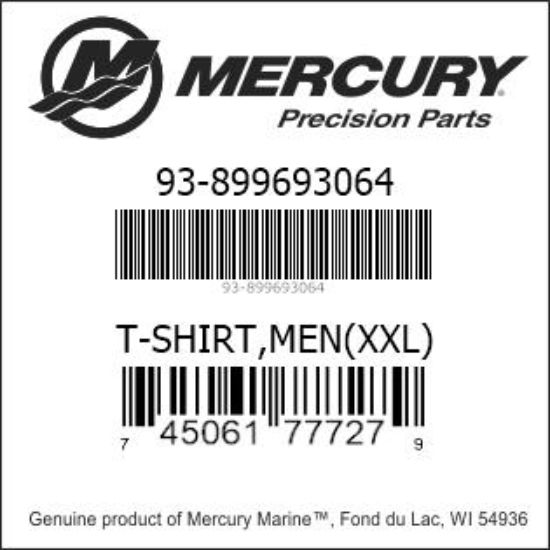 Bar codes for Mercury Marine part number 93-899693064