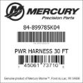 Bar codes for Mercury Marine part number 84-899785K04