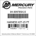 Bar codes for Mercury Marine part number 84-899785K15