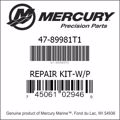 Bar codes for Mercury Marine part number 47-89981T1
