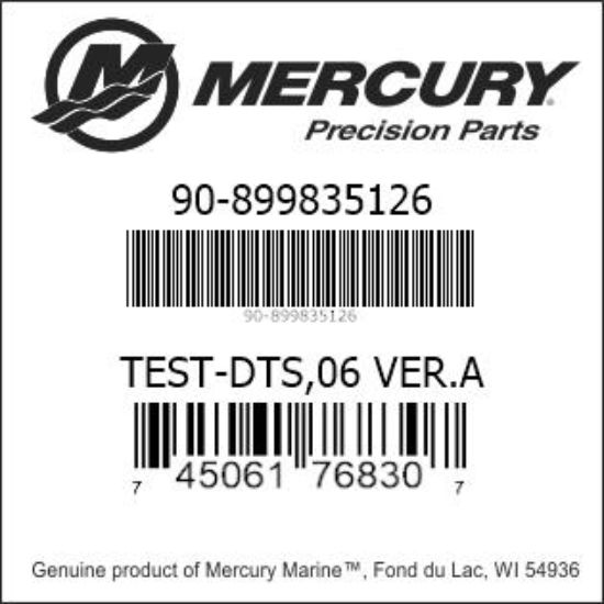 Bar codes for Mercury Marine part number 90-899835126