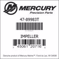 Bar codes for Mercury Marine part number 47-89983T