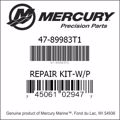Bar codes for Mercury Marine part number 47-89983T1