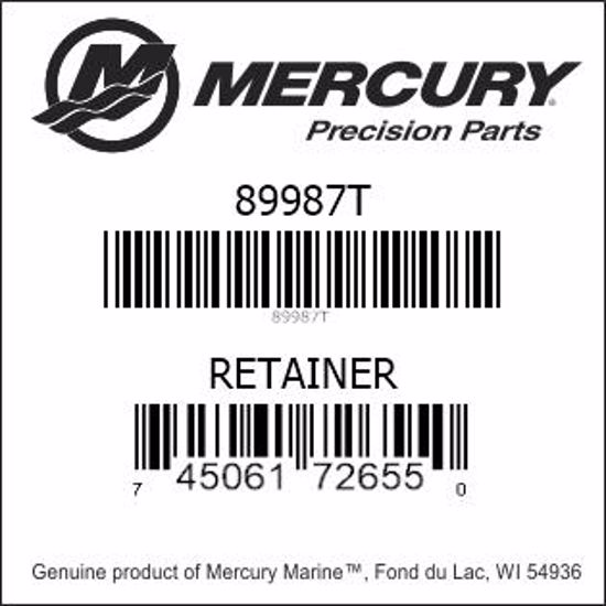 Bar codes for Mercury Marine part number 89987T