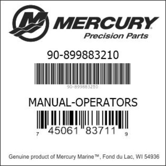Bar codes for Mercury Marine part number 90-899883210