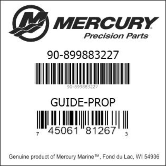 Bar codes for Mercury Marine part number 90-899883227