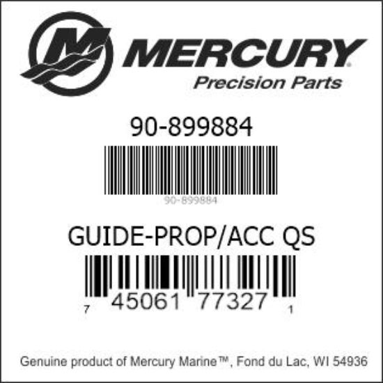 Bar codes for Mercury Marine part number 90-899884