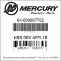 Bar codes for Mercury Marine part number 84-899887T02