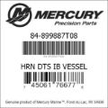 Bar codes for Mercury Marine part number 84-899887T08