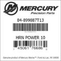 Bar codes for Mercury Marine part number 84-899887T13