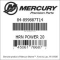 Bar codes for Mercury Marine part number 84-899887T14
