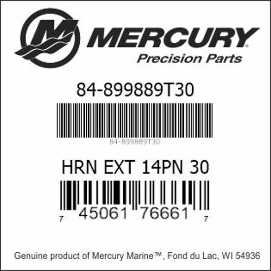 Bar codes for Mercury Marine part number 84-899889T30