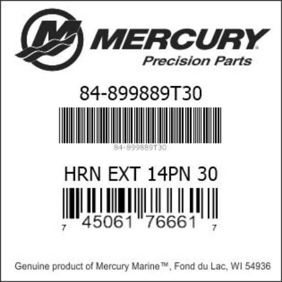 Bar codes for Mercury Marine part number 84-899889T30