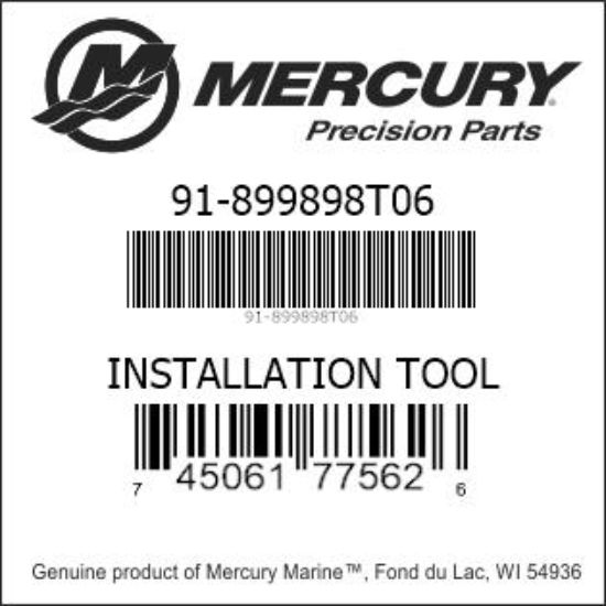 Bar codes for Mercury Marine part number 91-899898T06
