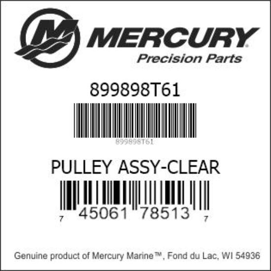 Bar codes for Mercury Marine part number 899898T61