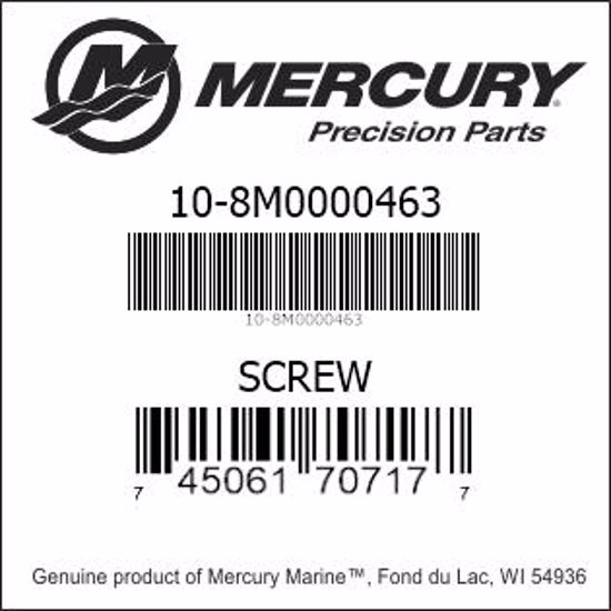 Bar codes for Mercury Marine part number 10-8M0000463