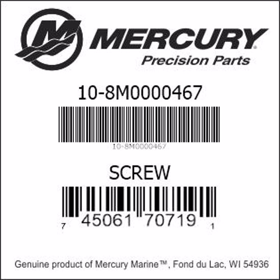 Bar codes for Mercury Marine part number 10-8M0000467