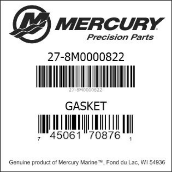 Bar codes for Mercury Marine part number 27-8M0000822