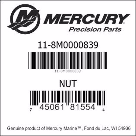 Bar codes for Mercury Marine part number 11-8M0000839