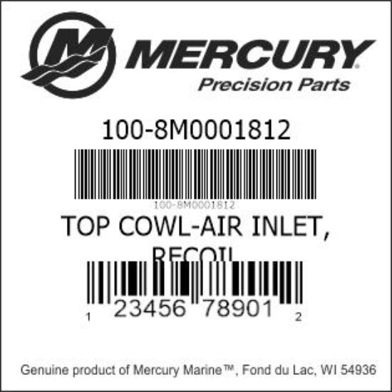 Bar codes for Mercury Marine part number 100-8M0001812