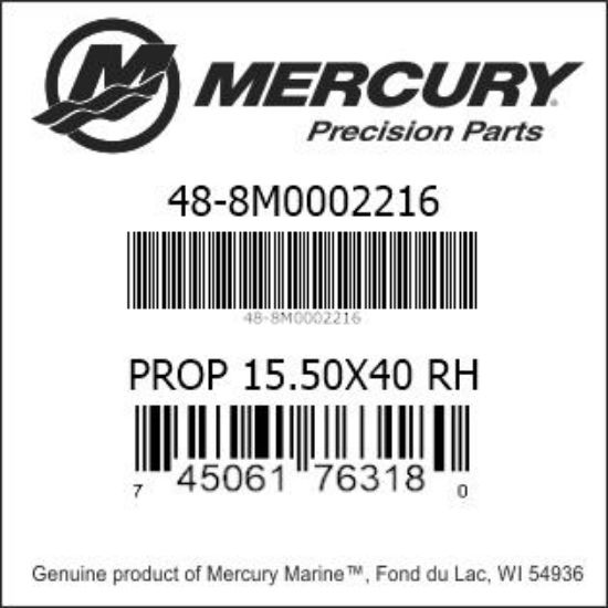 Bar codes for Mercury Marine part number 48-8M0002216