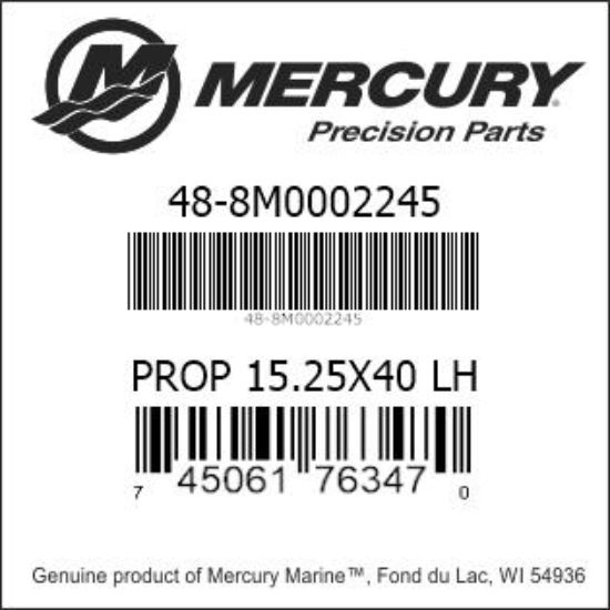 Bar codes for Mercury Marine part number 48-8M0002245
