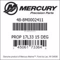 Bar codes for Mercury Marine part number 48-8M0002411