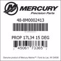 Bar codes for Mercury Marine part number 48-8M0002413
