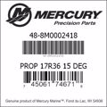 Bar codes for Mercury Marine part number 48-8M0002418
