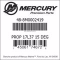 Bar codes for Mercury Marine part number 48-8M0002419