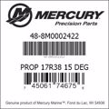 Bar codes for Mercury Marine part number 48-8M0002422