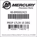 Bar codes for Mercury Marine part number 48-8M0002423