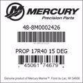 Bar codes for Mercury Marine part number 48-8M0002426