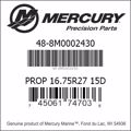 Bar codes for Mercury Marine part number 48-8M0002430