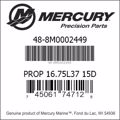 Bar codes for Mercury Marine part number 48-8M0002449