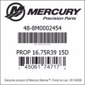 Bar codes for Mercury Marine part number 48-8M0002454