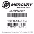 Bar codes for Mercury Marine part number 48-8M0002467
