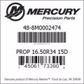Bar codes for Mercury Marine part number 48-8M0002474