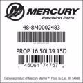 Bar codes for Mercury Marine part number 48-8M0002483