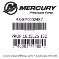 Bar codes for Mercury Marine part number 48-8M0002487
