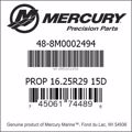 Bar codes for Mercury Marine part number 48-8M0002494